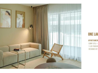 Apartament de 2 camere, 54 mp, parcare, centrala, balcon, One Lake Club